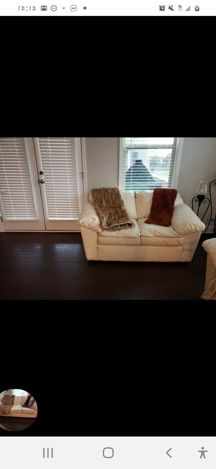 White Leather Italian leather Couch