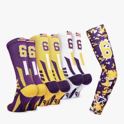 Youth Boys Basketball Socks Set Lucky Number Mens Sports Athletic Crew Socks Set