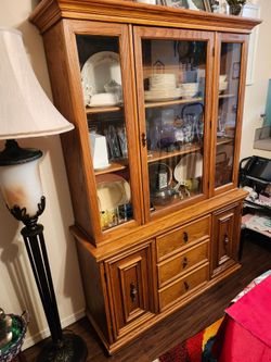 Solid oak hutch.