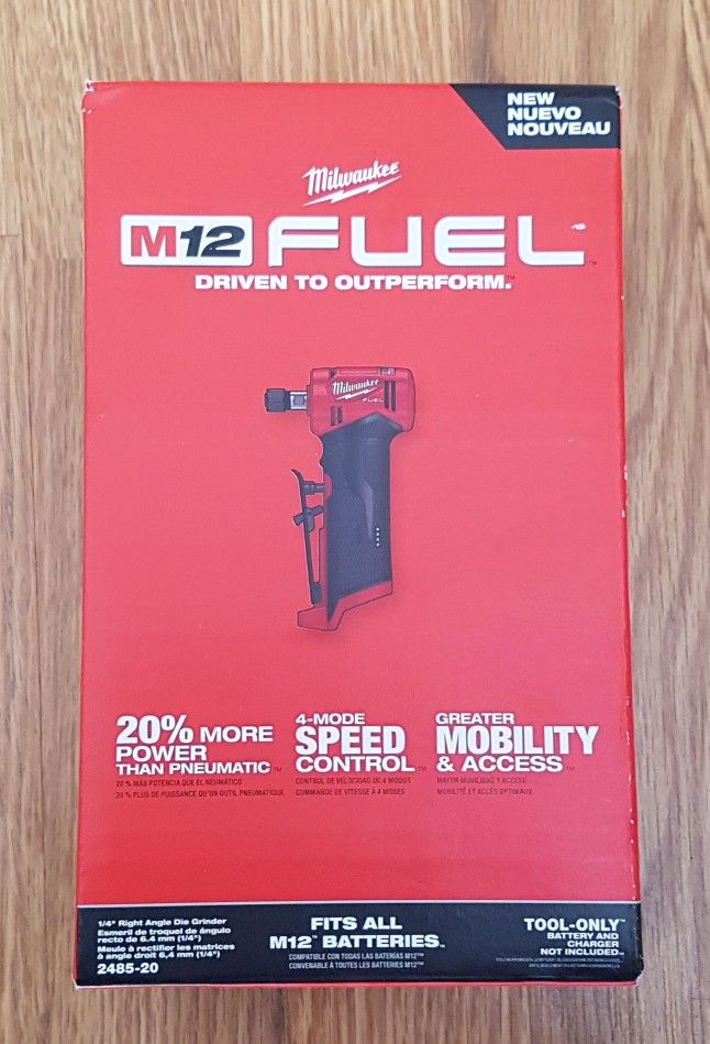 Milwaukee 2485-20 M12 FUEL 12V 1/4 in. Right Angle Die Grinder Tool-Only NEW