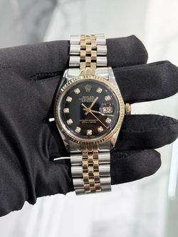 Authentic Rolex Datejust 36mm Two Tone Black Diamond Dial