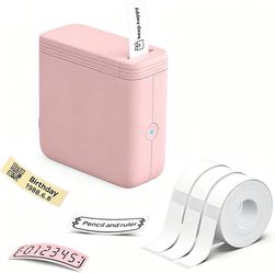 Mini Label Maker Machine with 3 Tapes, P24 Label Makers, Pink Bluetooth Thermal Label Printer with Multiple Templates, 203 DPI HD for Home, School and