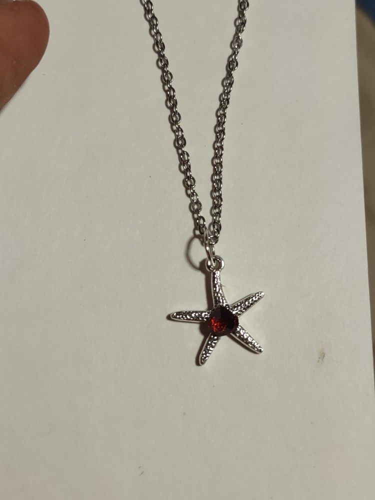 garnet starfish necklace 