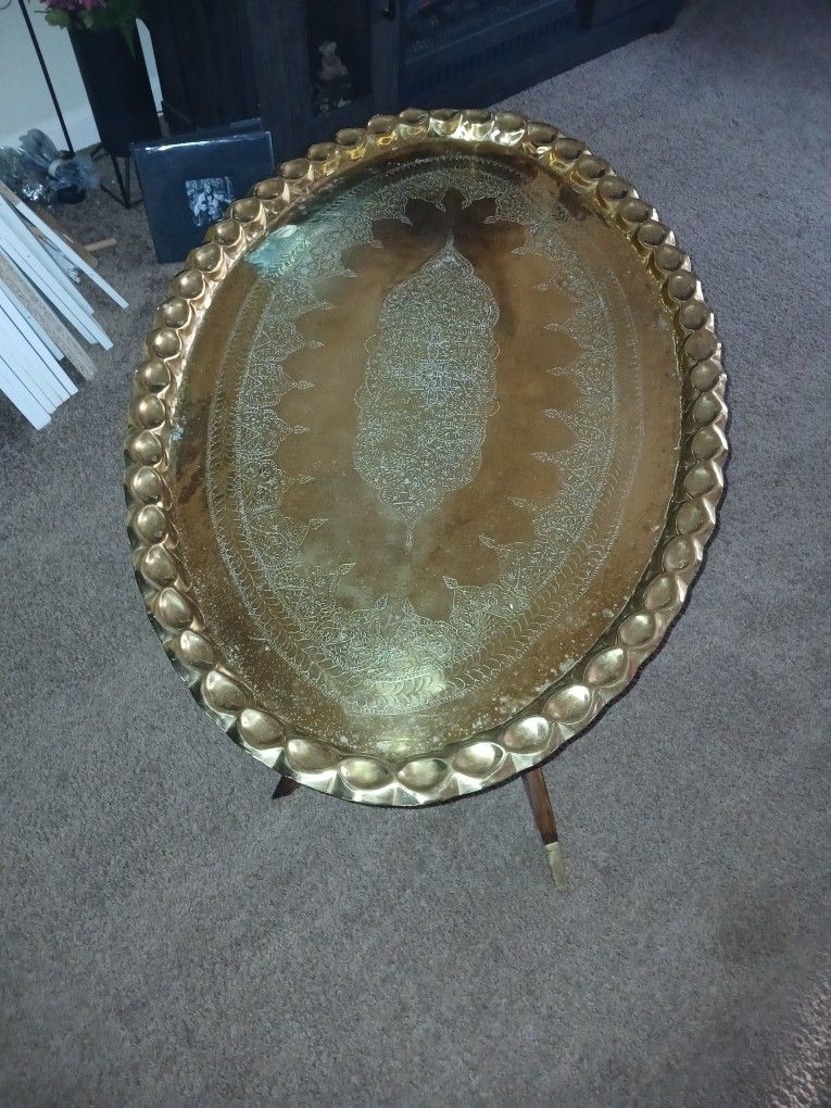 Mid Century Antique Brass Coffee Table