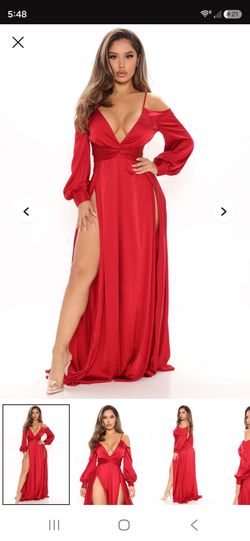 Red satin dress