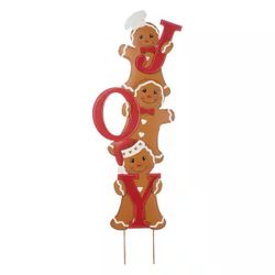 Glitzhome 46.7 in. H Metal JOY Gingerbread Man Christmas Yard Decor or Wall Decor