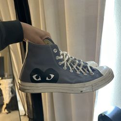 Converse CDG High Tops Grey Black Heart Size 13