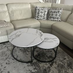 2 Pcs Marble Coffee Tables 