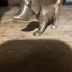 Vintage brass dog paper weight