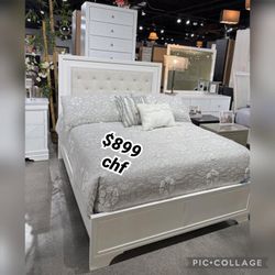 4 Piece Twin Size Bedroom Set ( Included Bed Frame ,Dresser, Mirror ,Nightstand )