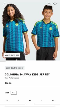 Colombia  26 Away kids Jersey  original size M