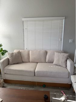 Beige Fabric 3-Seat Sofa