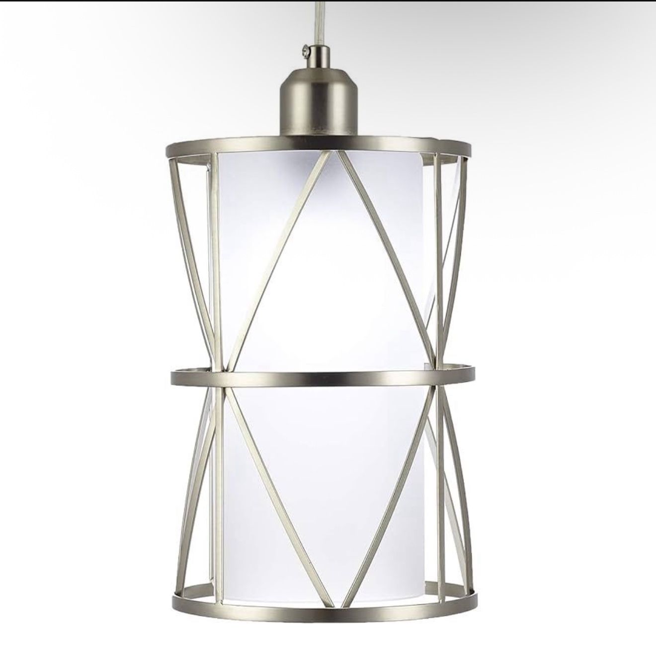 Modern Pendant Light in Brushed Nickel Finish with Frosted Glass Shade 1-Light Adjustable Cylinder Pendant Lighting Fixture