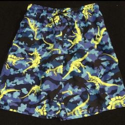 Wonder Nation Boys size 14/16 husky dinosaur skeleton swim trunks with back pocket