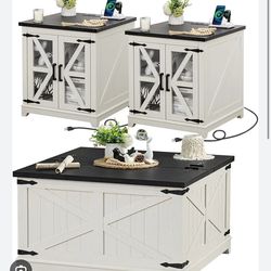 Farmhouse Coffee Ta ble Sets 3 Pieces