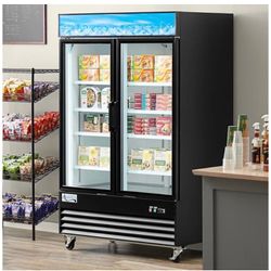  Commercial Freezer AvantcoGDC -49F HC 53” Black Cutomizable Swing Glass Double Door Merchandiser Freezers 