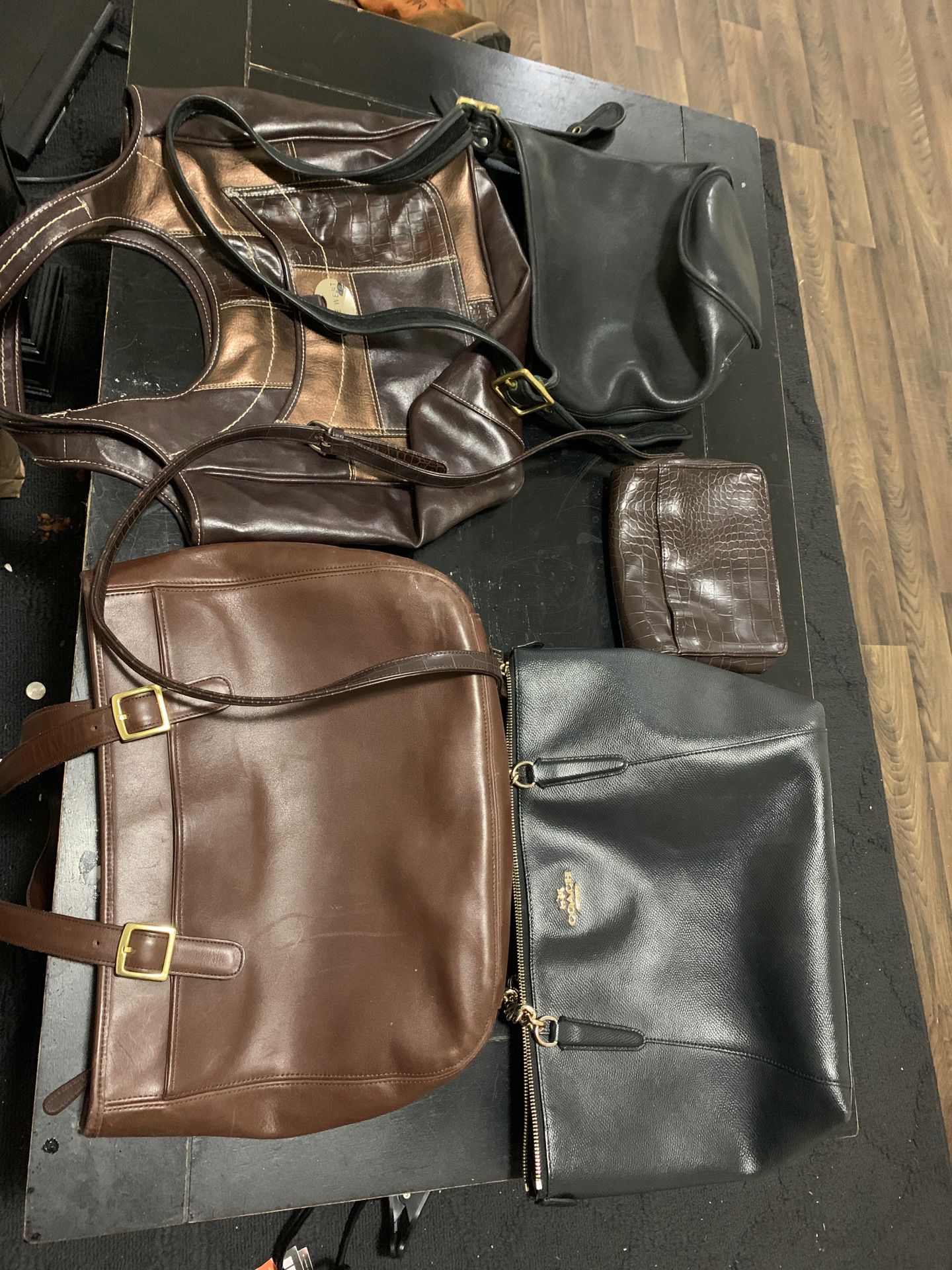 5 Purses All leather Coach and Nine West