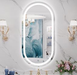 LED Bathroom Mirror with Lights, 48 x 24 Inch Oval Led Bathroom Vanity Mirror for Wall with Front and Backlit, Anti Fog Mirror for Bathroom, 3 Colors 