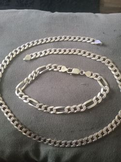 Chain and Bracelet Silver Set