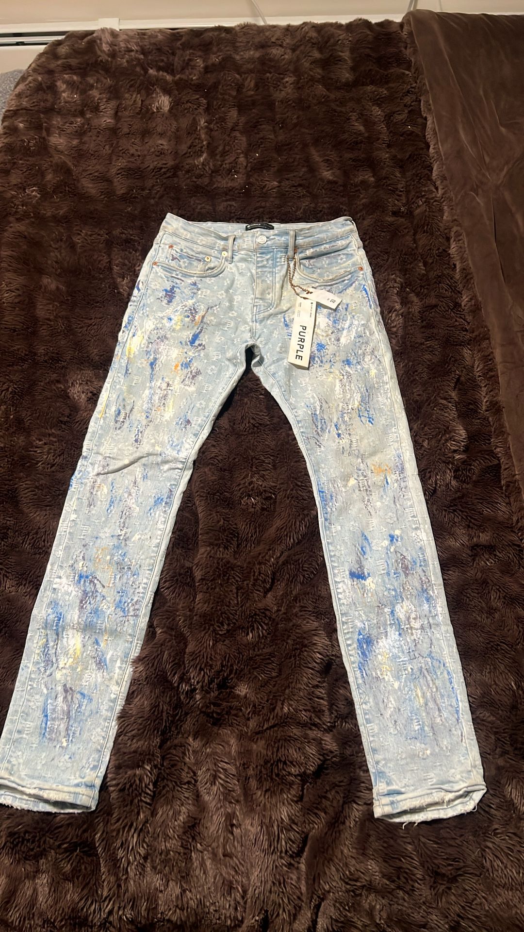 Purpler Brand Jeans Paint Over Jacquard Skinny Jeans “light Bleach”