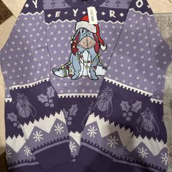 NEW ! Our Universe Disney Winnie the Pooh Eeyore Patterned Holiday Sweater 