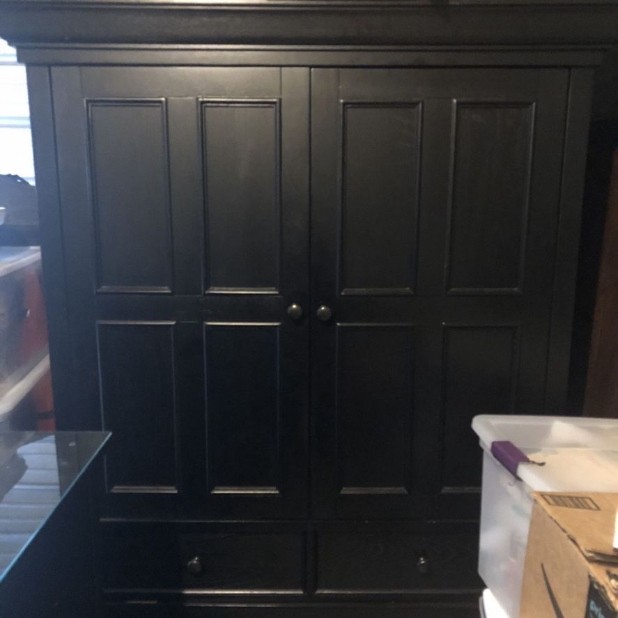 Black Armoire; wardrobe/entertainment center 