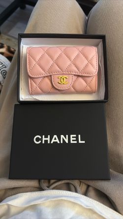 Chanel Mini Flap Wallet Coin Purse Gold And Pink 