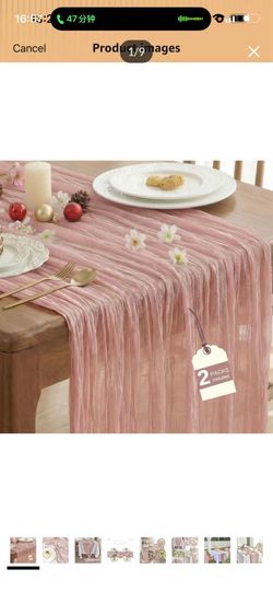 Brand new in box IVAPUPU 2 Pcs Cheesecloth Table Runner - 10ft Dusty Pink Boho Gauze Cheese Cloth Table Runners for Baby Shower Decorations Wedding Pa
