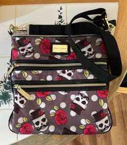 betsy johnson crossbody bag- skulls with mustache