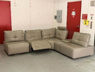 Real Leather Automatic Recliner Sectional Couch
