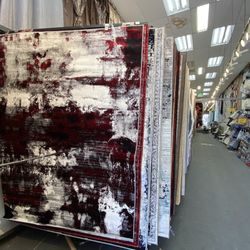 5x7 Area Rugs Carpet Rugs Abstract Design Soft Colors Burgendy Gray 