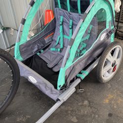 Instep Quick-N-EZ Double Tow Behind Bike Trailer, Converts to Stroller/Jogger, Teal