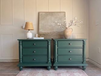 REFINISHED | Matching Green 3-Drawer Nightstand Set