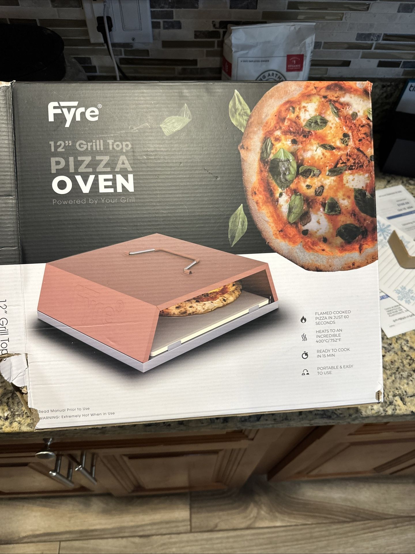 Fyre 12" Grill Top Pizza Oven Portable & Easy To Use, Flame Cooked in 60 Seconds