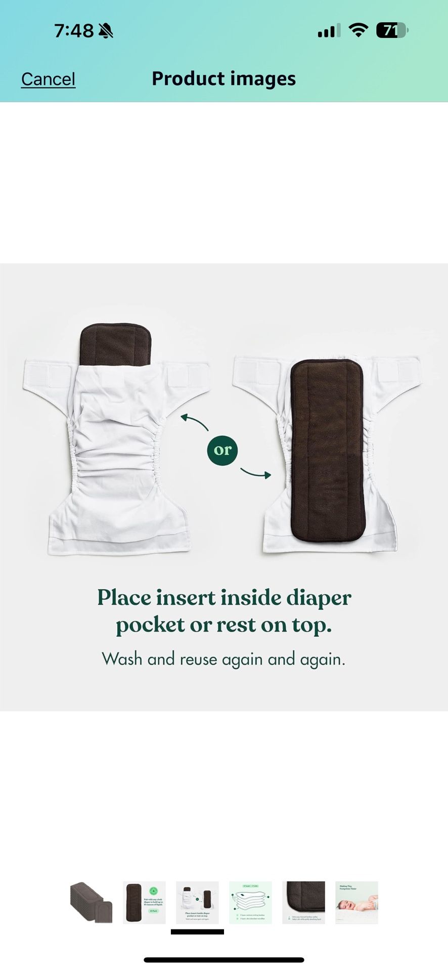 Naturally Nature Cloth Diaper Inserts, 5 Layer Rayon Fleece, Pack of 12, Resuable, Washable Inserts for Cloth Diapers, Color Gray