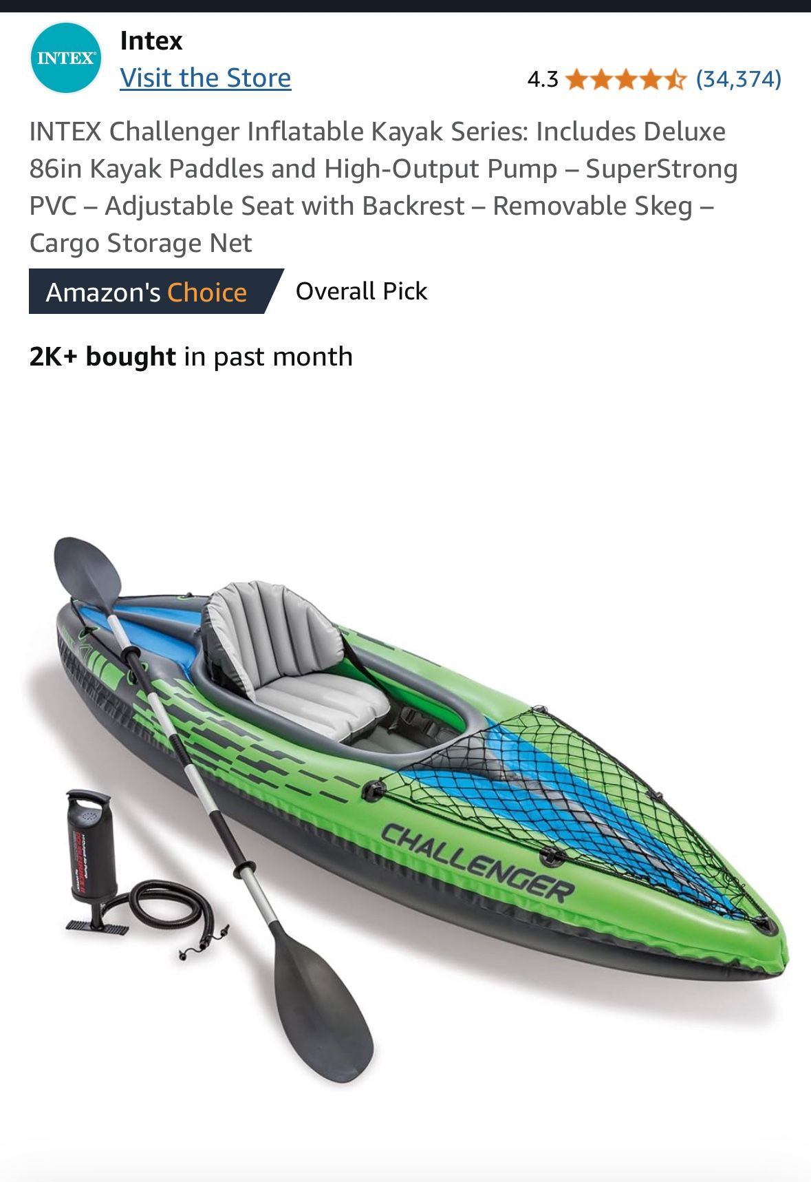 Intex K1 Inflatable Kayak