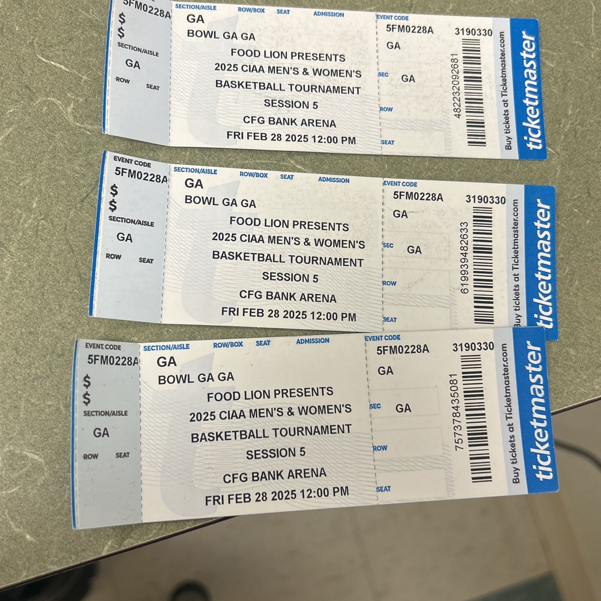 (3) CIAA Basketball Event Tickets