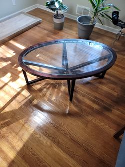 Glass Top Wood Coffee Table