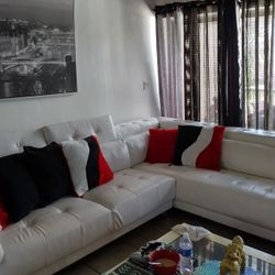 White Flux  Leather Two-piece Sectional