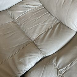 Used white Leather Reclining Couch 