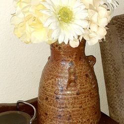 Vintage Hand Thrown Pottery Jug/ Large Stone Vase Signed By Artist 