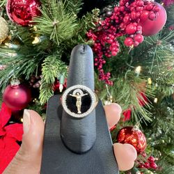 14k Ring Black Stone With Jesus