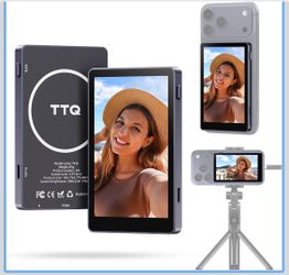 TTQ 4K 60fps Vlog Selfie Monitor Screen, Magnetic Phone Vlog Selfie Monitor Back Camera Monitor Screen, Bluetooth Remote, for Vlogging, TikTok, Live S