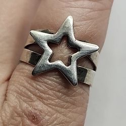 Vintage Sterling Silver Mexico Star Band Ring Size 8