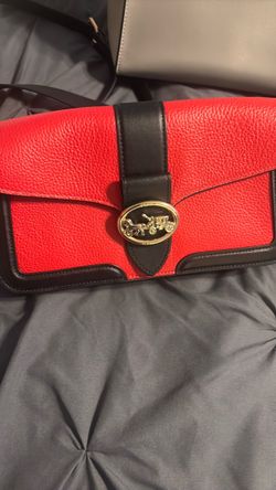 Coach Red and Black Leather Crossbody Bag