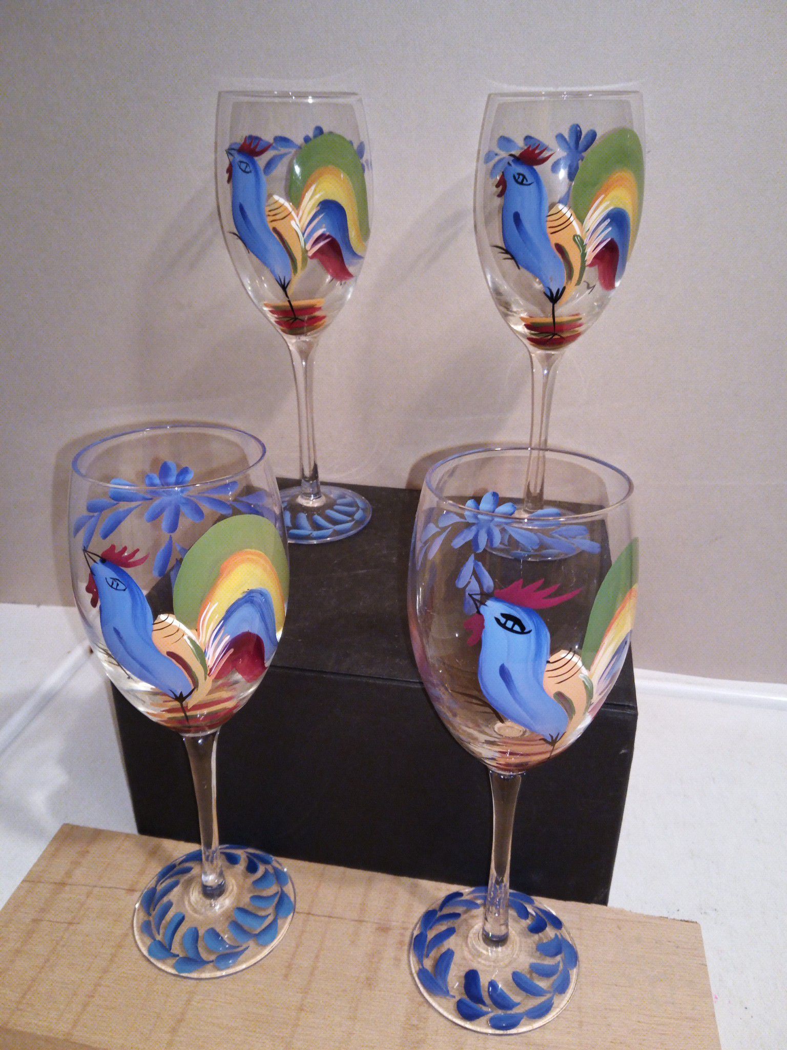 Hand painted Wine Glasses 4/$20