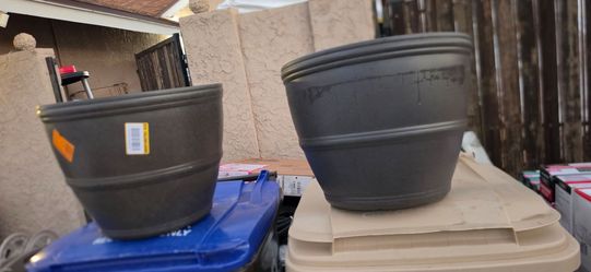 Dark Gray Plastic Planters Set of 2