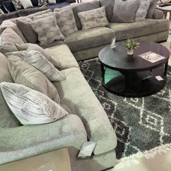 Ashley Bayless Smoke L Shaped Huge Sectional Sofa /P