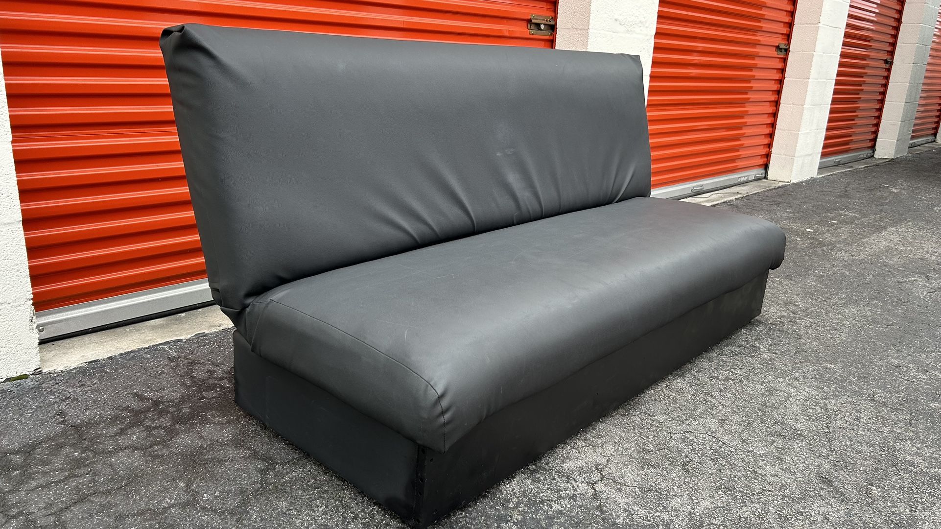 Black Leather Futon Sofa Bed With Storage,bed L75”*W48”(Pick up