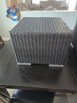 2 Wicker Ottomans/Side Table